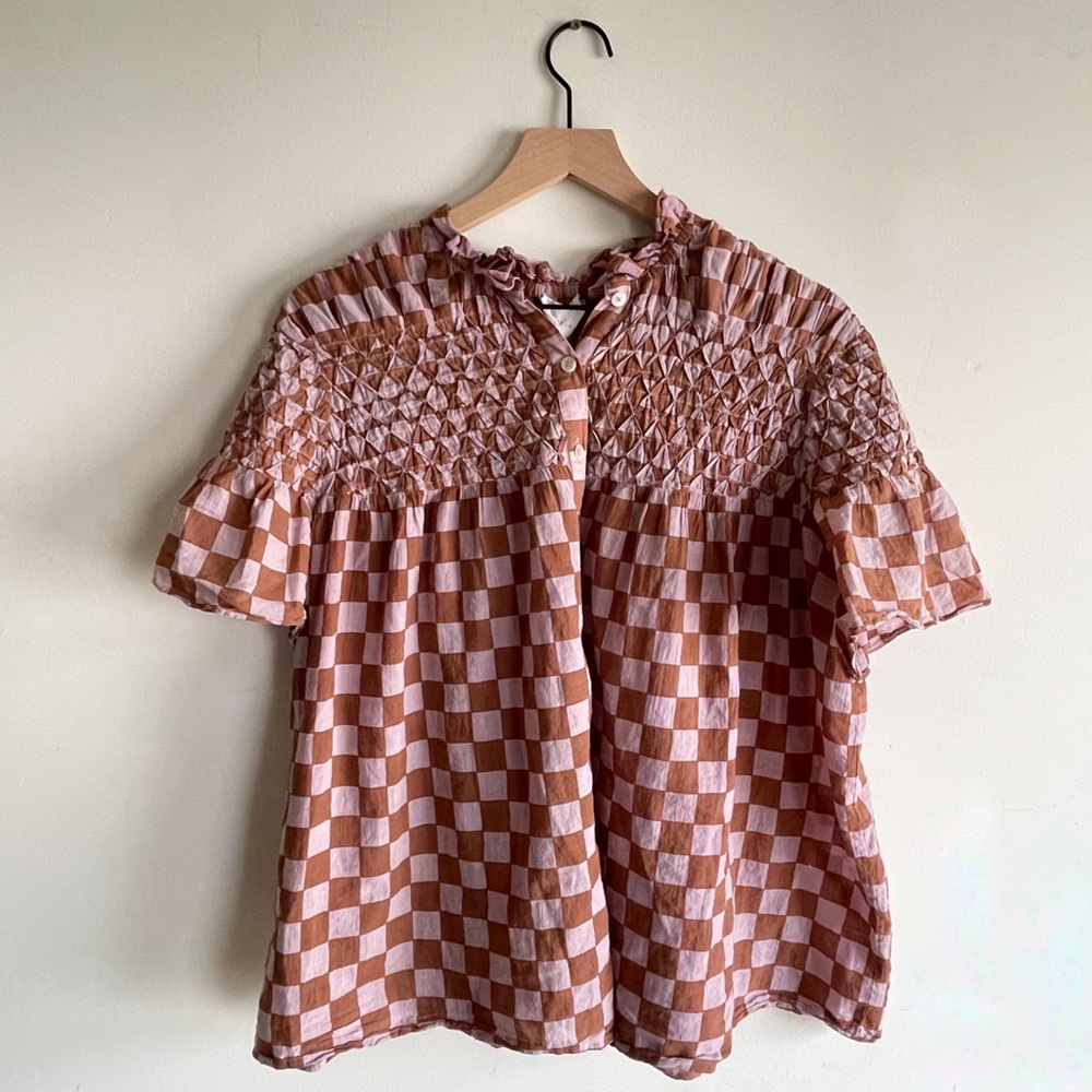 Olympia Etal- Nora Top in Lilac Check